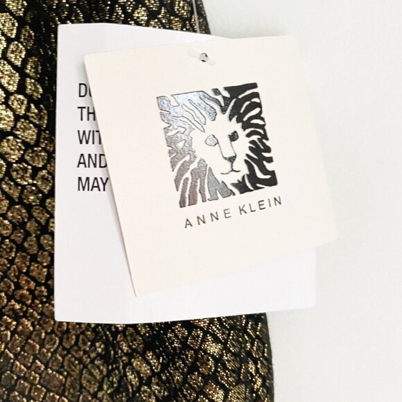 NWT  Anne Klein Metallic Gold Snakeskin Straight Leg Trausers 8 - Picture 6 of 8